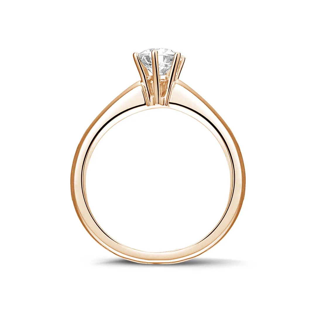 0.50 quilates anillo solitario diamante con 6 grapas en oro rojo 
