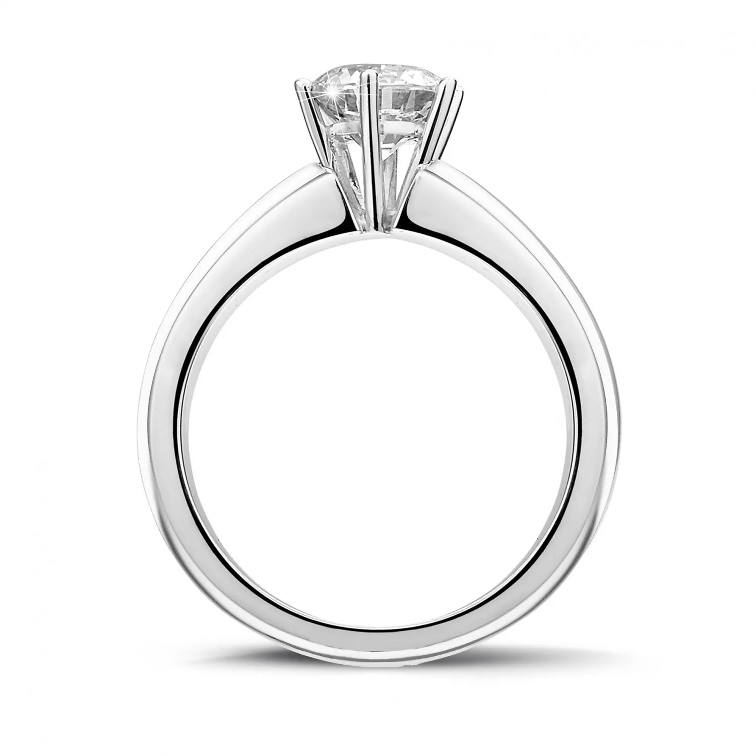 1.00 QUILATES ANILLO SOLITARIO CON 6 GRAPAS EN ORO BLANCO CON DIAMANTE REDONDO DE CALIDAD EXCEPCIONAL (DIFEXNONE FLUORESCENCI