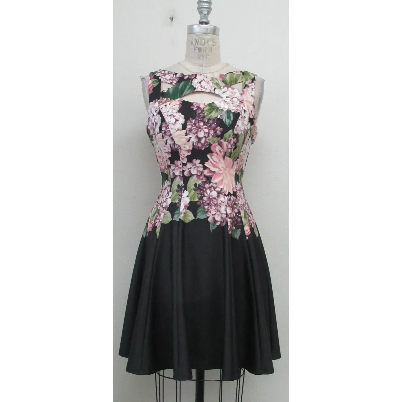 1PC Unlined dress Black/Mauve