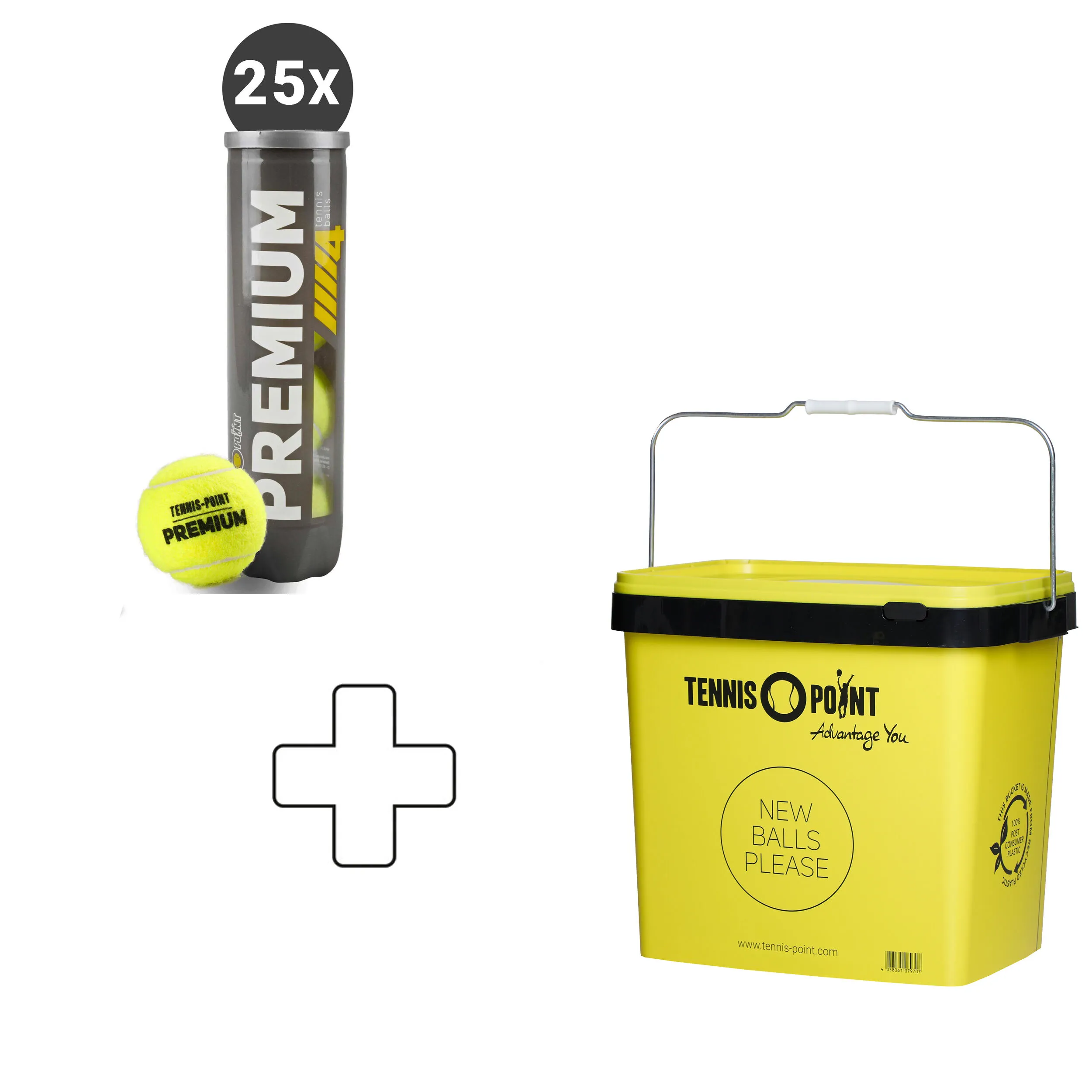 25 X Premium Bote De 4 Pelotas Más Cubo De Pelotas