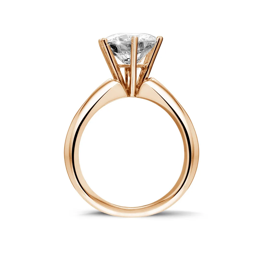 2.50 quilates anillo solitario diamante con 6 grapas en oro rojo 