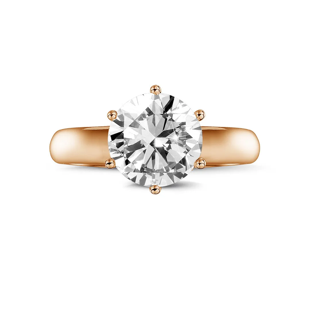 2.50 quilates anillo solitario diamante con 6 grapas en oro rojo 