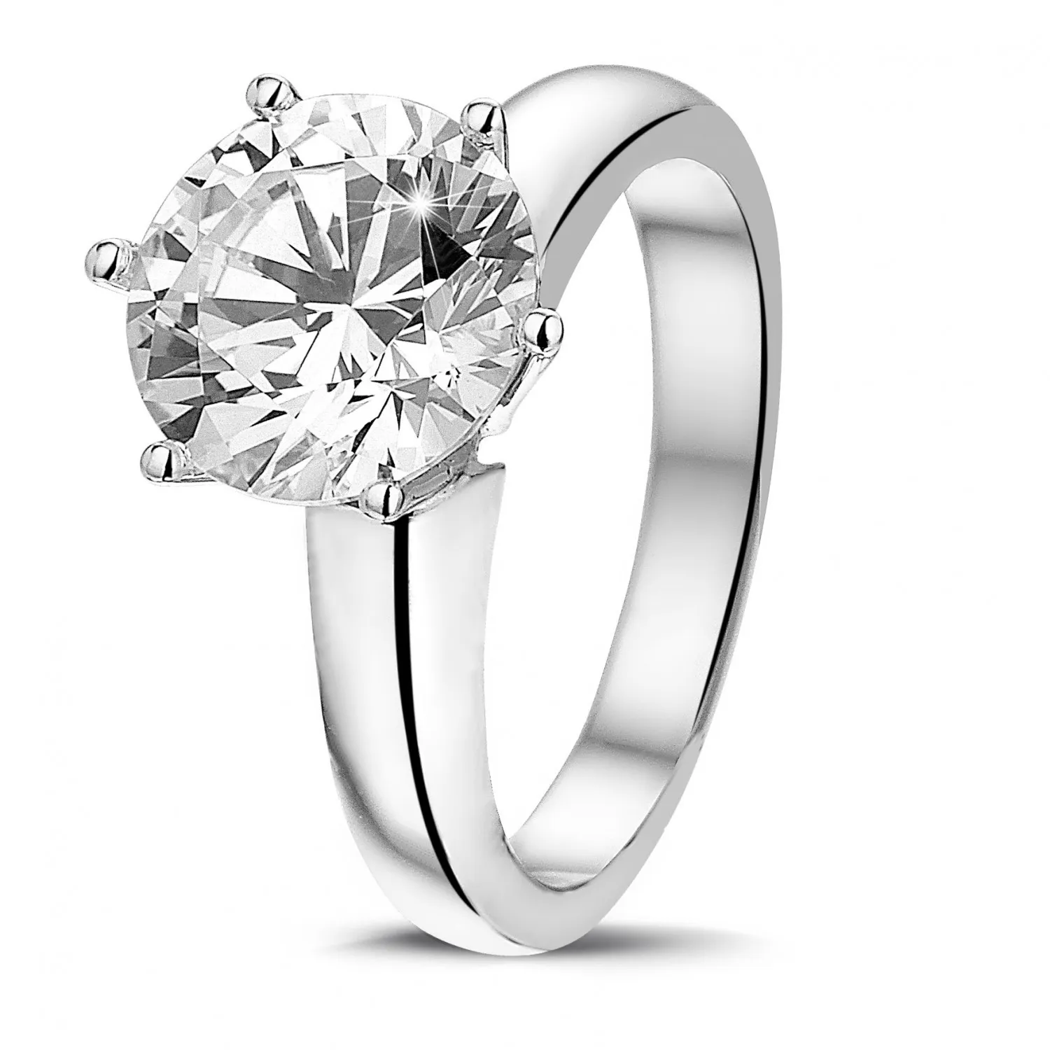 3.00 quilates anillo solitario diamante con 6 grapas en oro blanco 