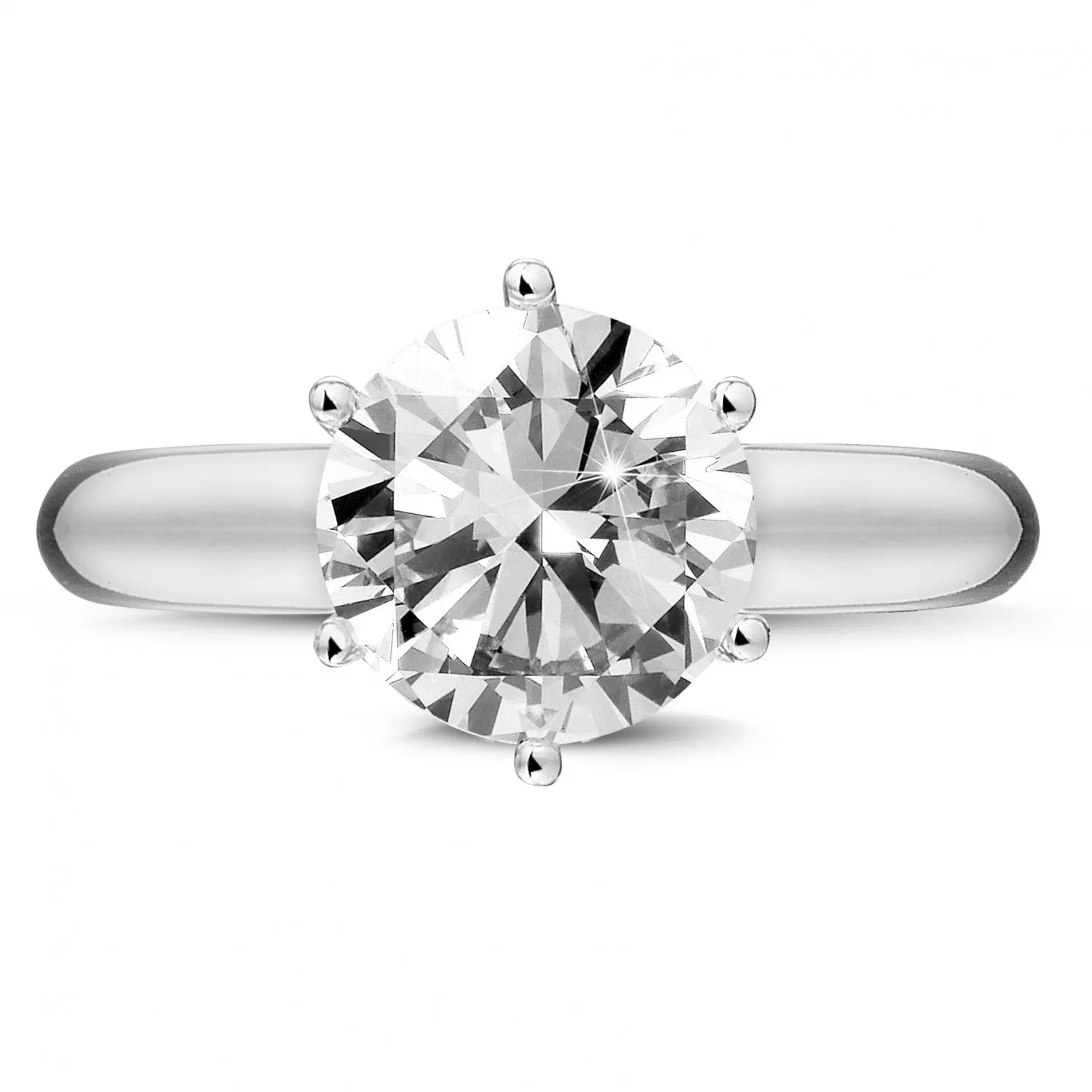 3.00 quilates anillo solitario diamante con 6 grapas en oro blanco 