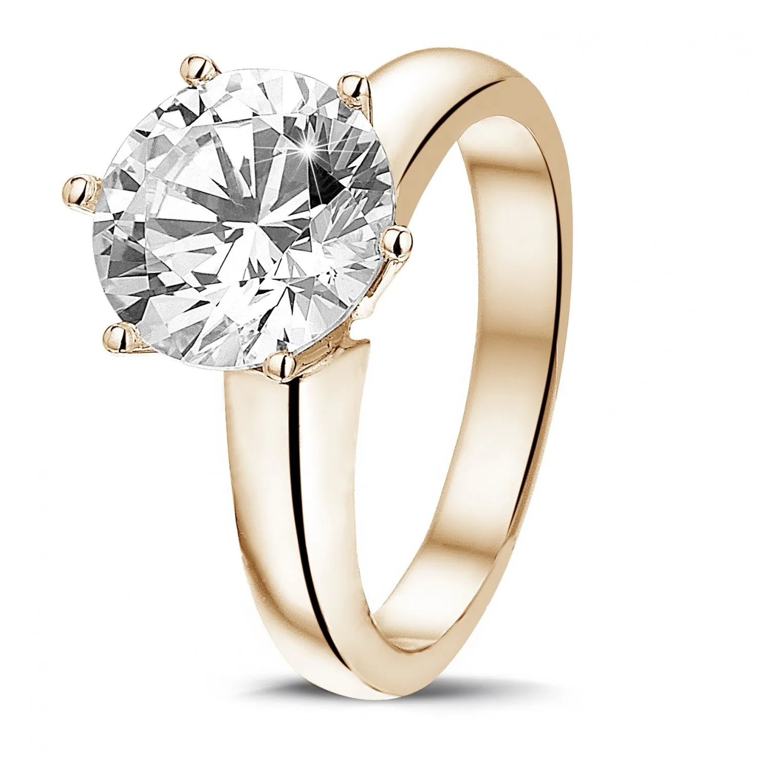 3.00 quilates anillo solitario diamante con 6 grapas en oro rojo 