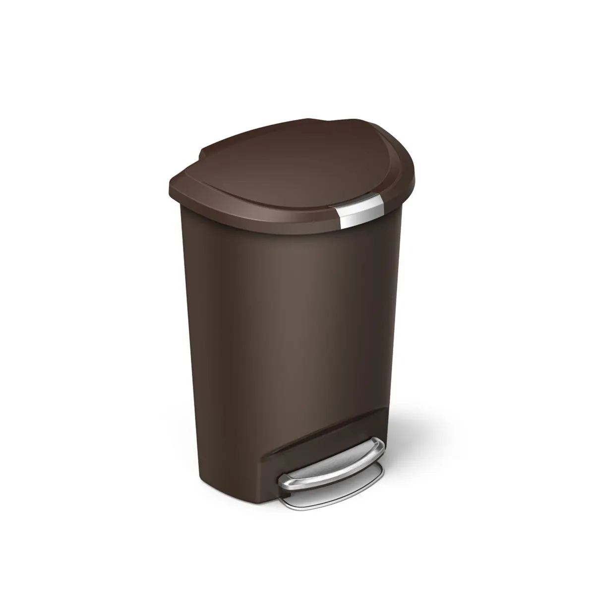 50L SEMI  ROUND PLASTIC STEP TRASH CAN / MOCHA