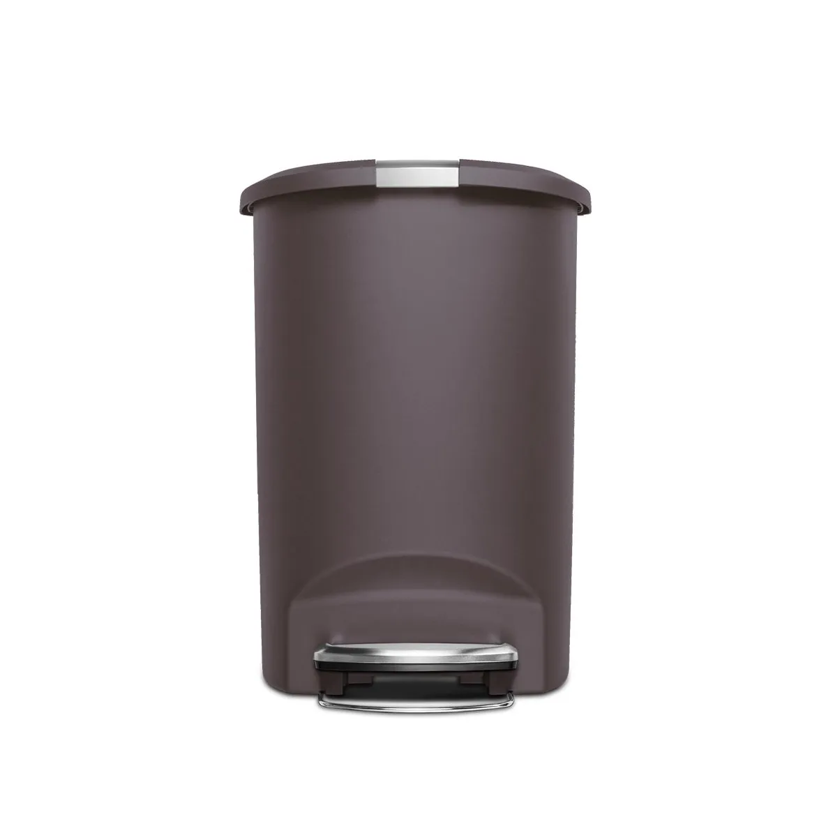 50L SEMI  ROUND PLASTIC STEP TRASH CAN / MOCHA