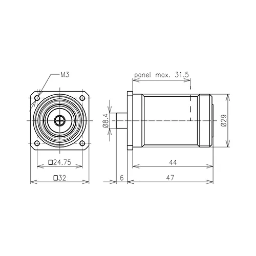 716 CONECTOR HEMBRA DE MONTAJE 4 HOYOS RG401