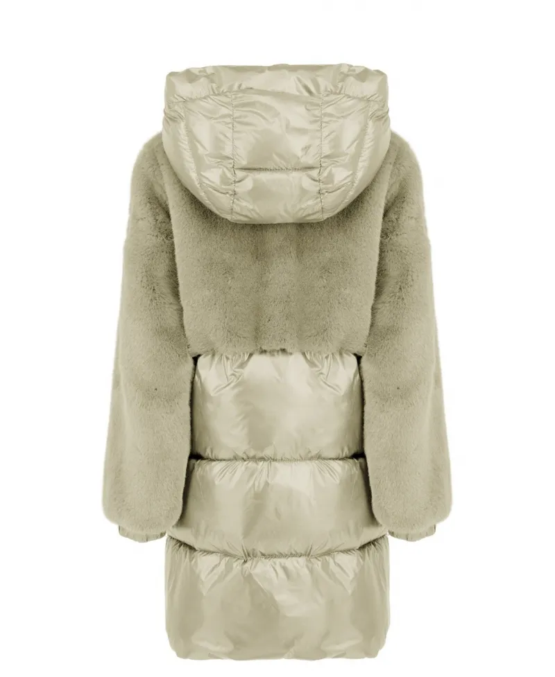 Abrigo BOMBOOGIE Beige Combinado Pelo Pluma