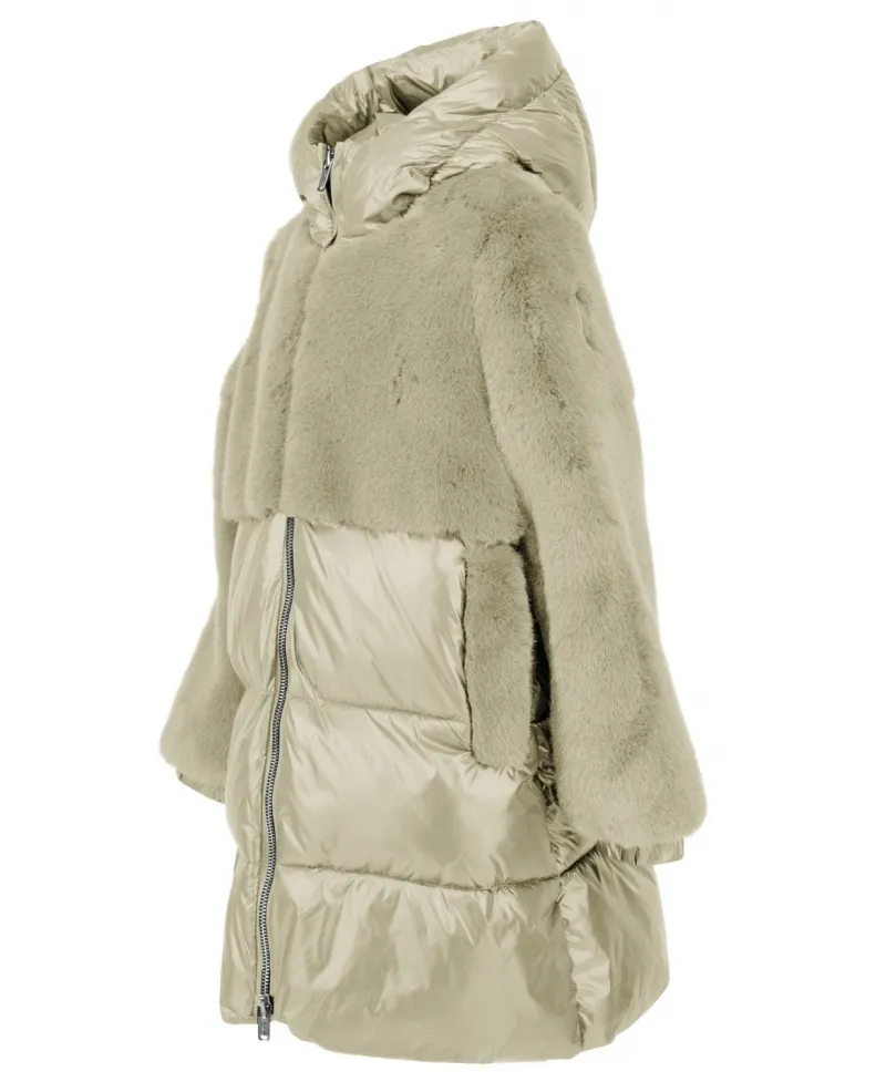 Abrigo BOMBOOGIE Beige Combinado Pelo Pluma