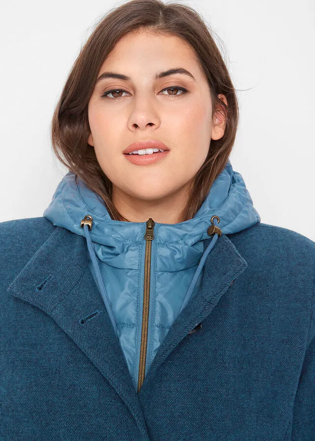Abrigo corto de invierno con lana dos en uno Azul oscuro