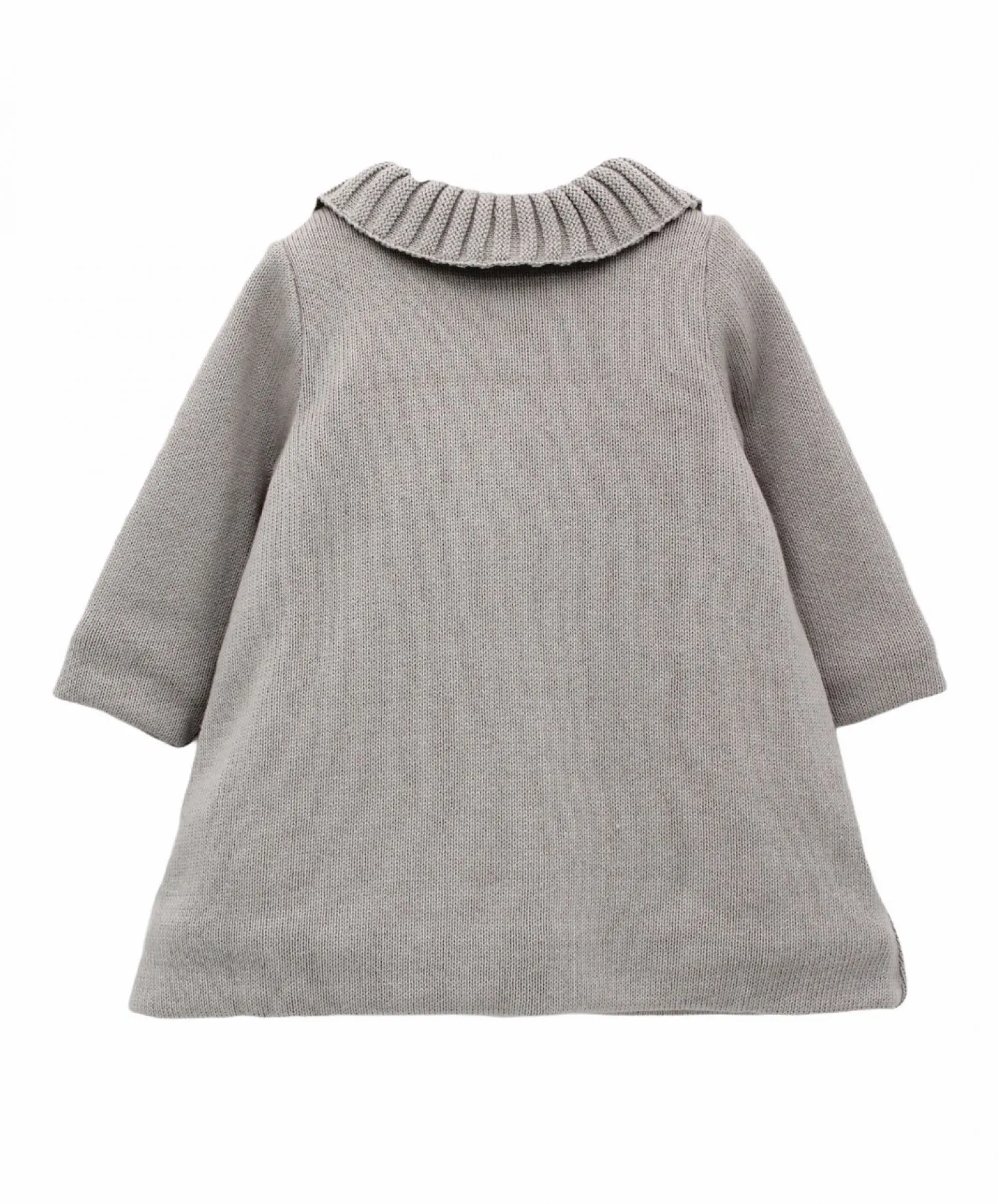 Abrigo de bebe unisex punto gris con interior de pelo. Colección Bellota