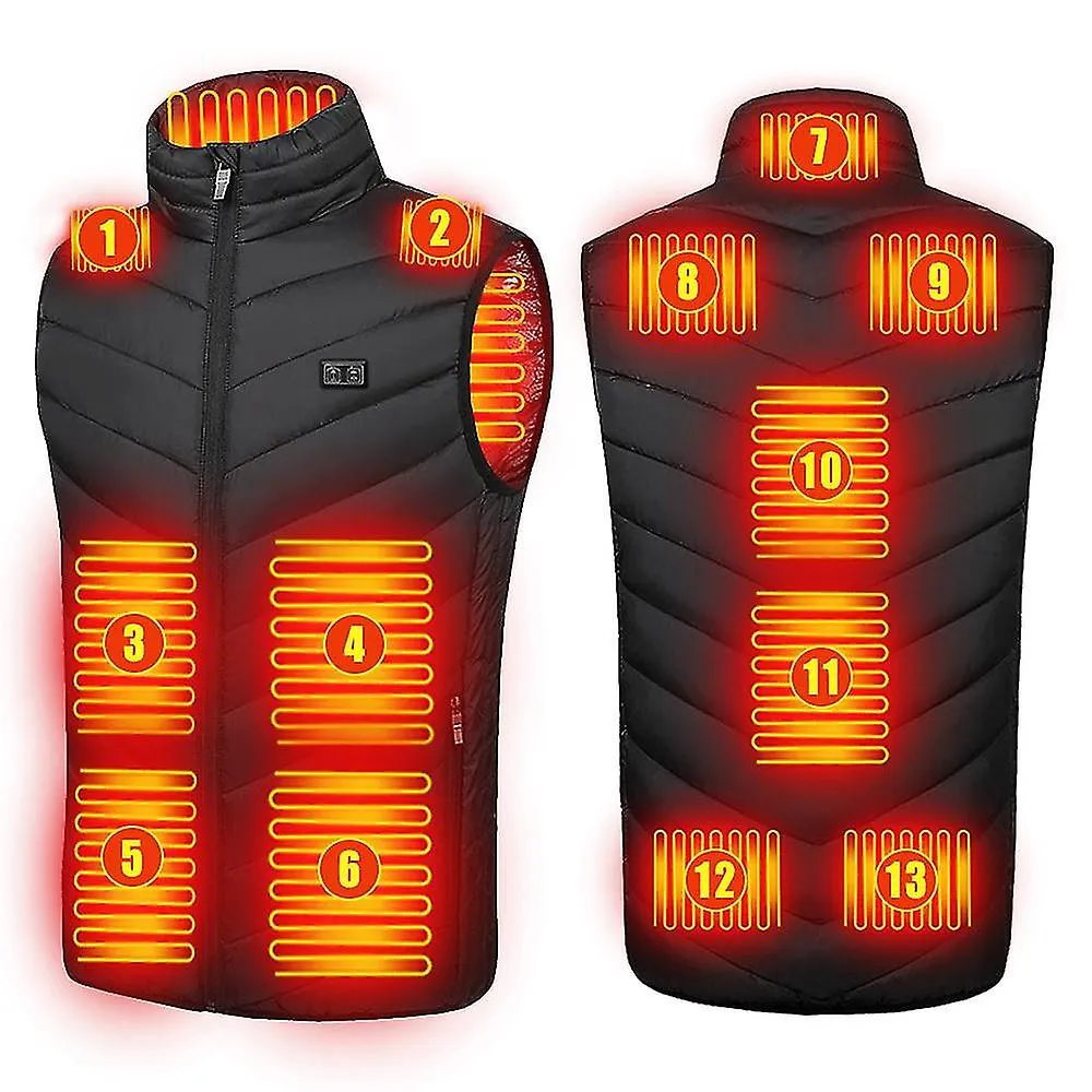 Actualizado 13 Zonas Hombres Chaleco Calefactado Usb Carga Calefacción Abrigo Smart Calefacción Chaquetas sin Mangas