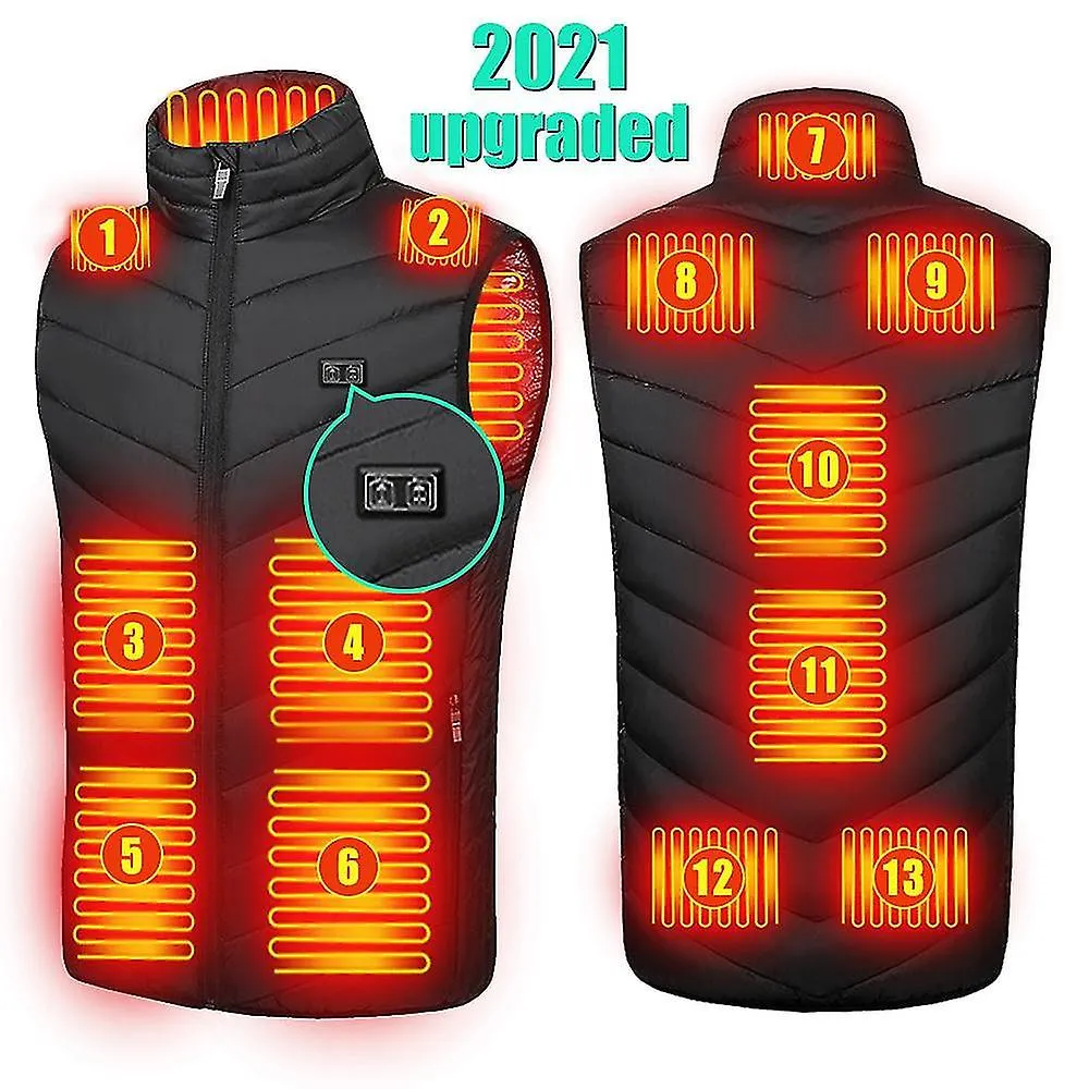 Actualizado 13 Zonas Hombres Chaleco Calefactado Usb Carga Calefacción Abrigo Smart Calefacción Chaquetas sin Mangas