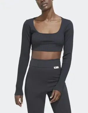 Adidas Camiseta manga larga Studio Lounge Ribbed Cropped