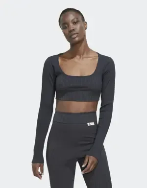 Adidas Camiseta manga larga Studio Lounge Ribbed Cropped