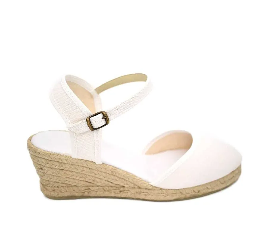 ALPARGATAS VALENCIANAS CUÑA DE YUTE PLAYERA CANO CONFORT DE CALLE PARA MUJER BLANCO 23055