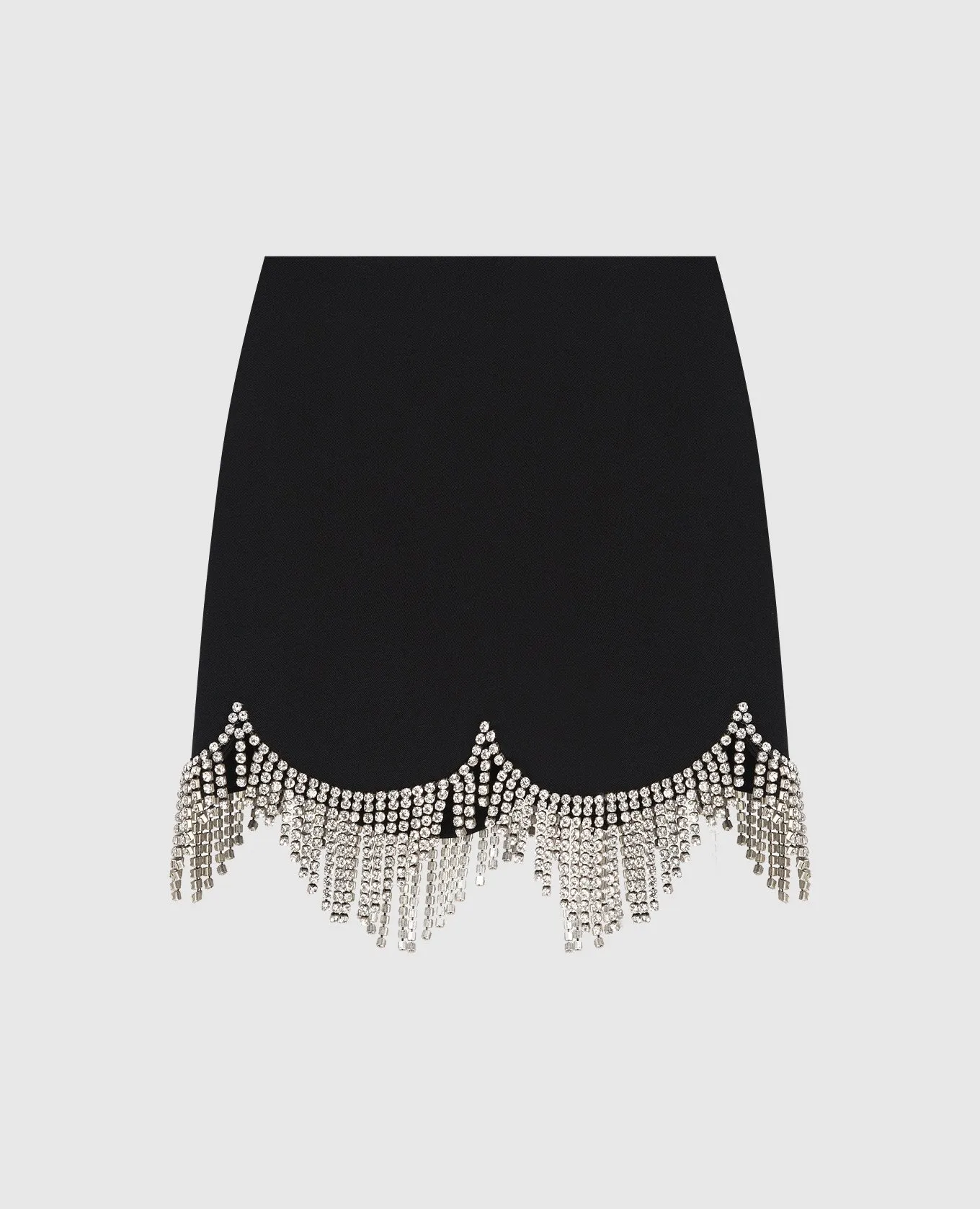 AREA Black mini skirt in wool with crystals