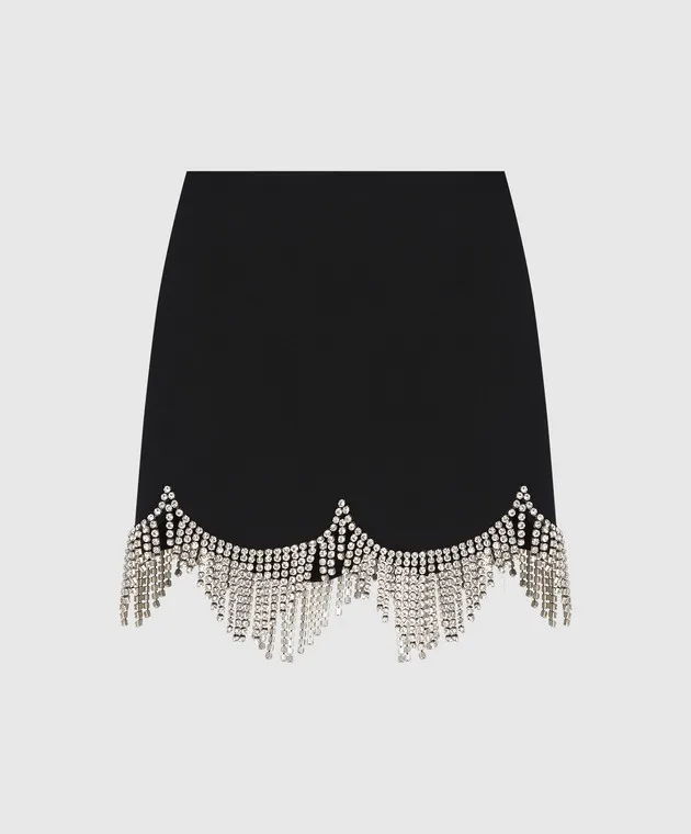 AREA Black mini skirt in wool with crystals