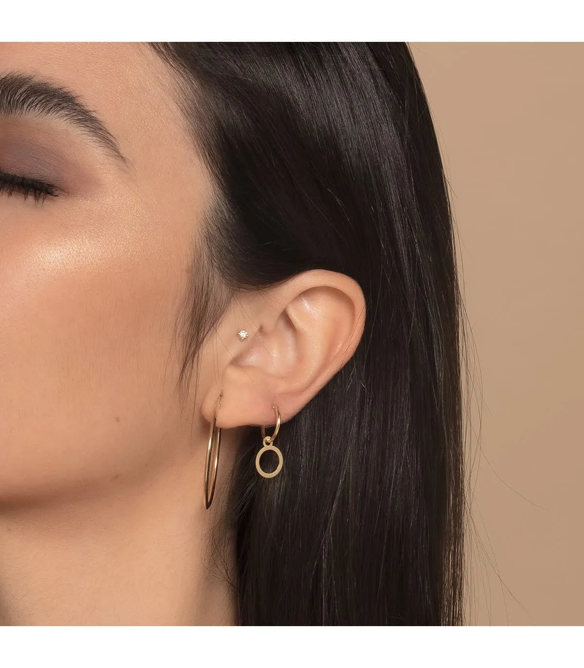 Aros Mujer Skinny Oro Amarillo 18K 33 mm