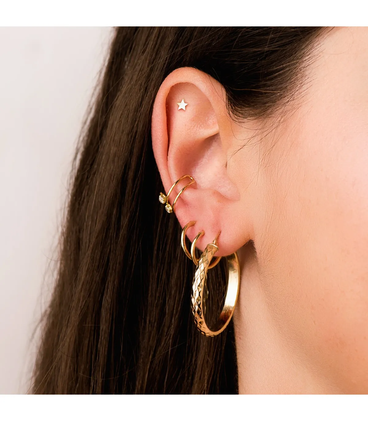 Aros Mujer Snake Oro Amarillo 18K 29 mm