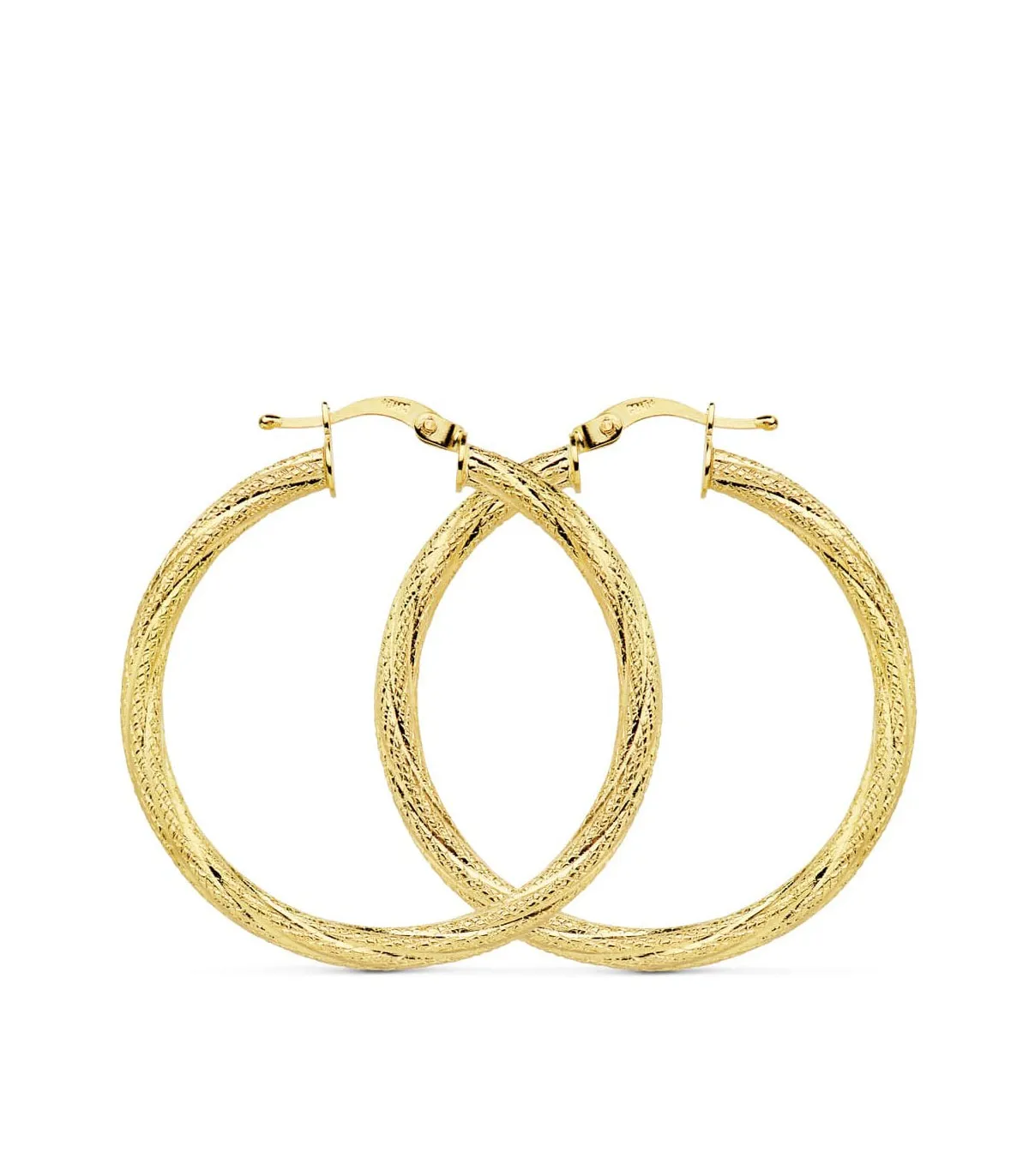 Aros Mujer Tallados Oro Amarillo 18K 29 mm