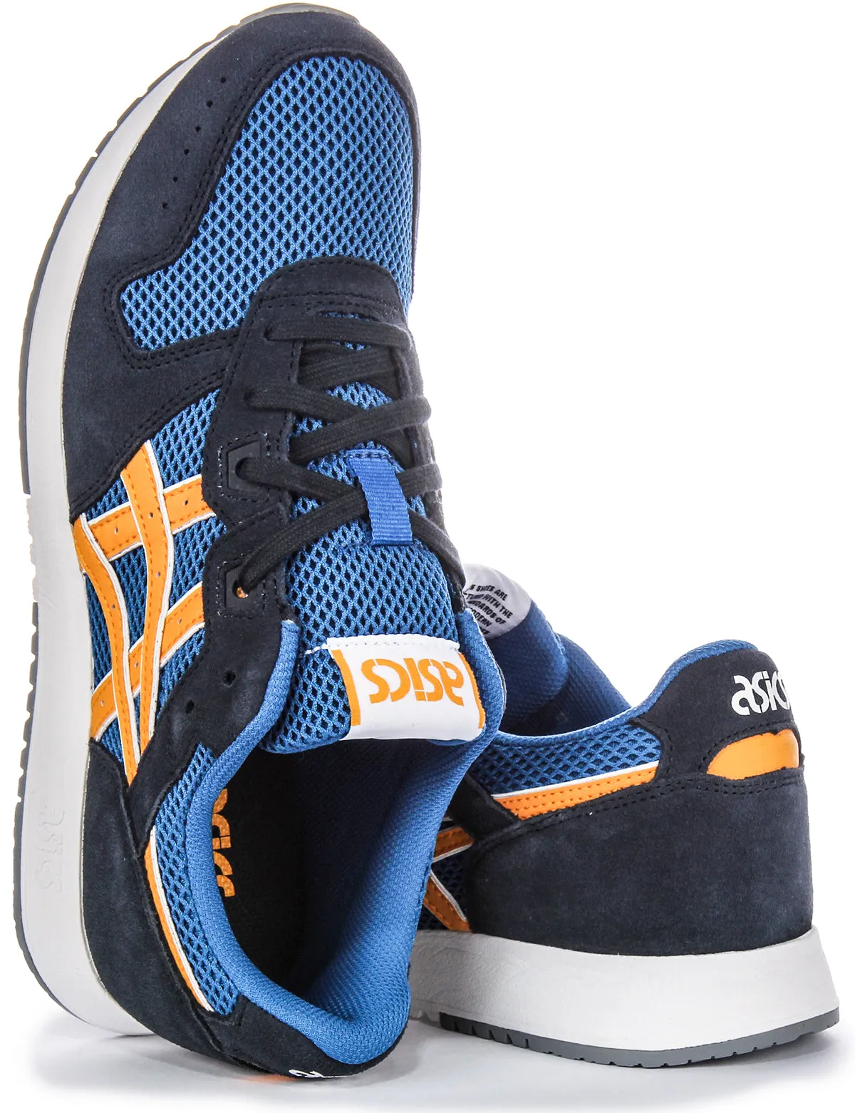 Asics Lyte Classic Construcción Simplificada Entresuela EVA Zapatillas de Hombre en Ante y Malla Azul Navy Naranja