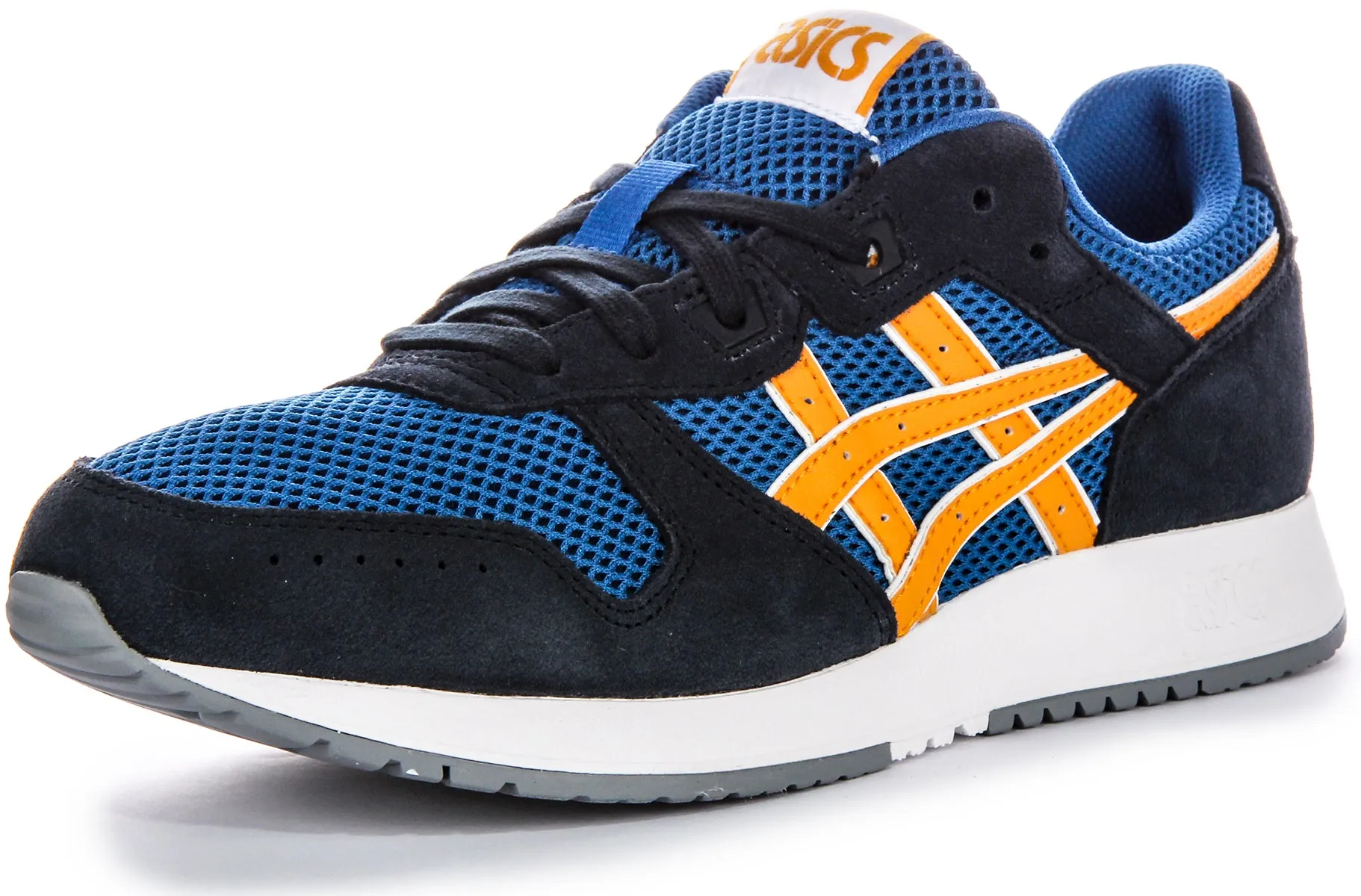 Asics Lyte Classic Construcción Simplificada Entresuela EVA Zapatillas de Hombre en Ante y Malla Azul Navy Naranja