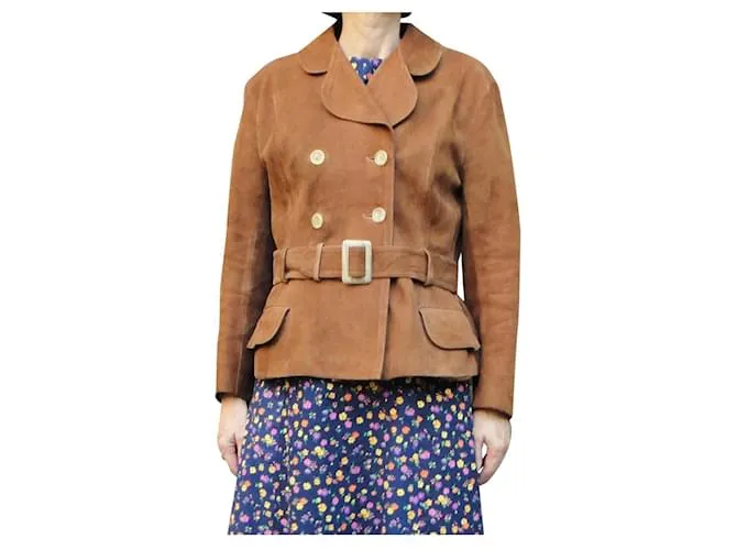 Autre Marque tamaño de la chaqueta de gamuza vintage 38 Marrón claro 