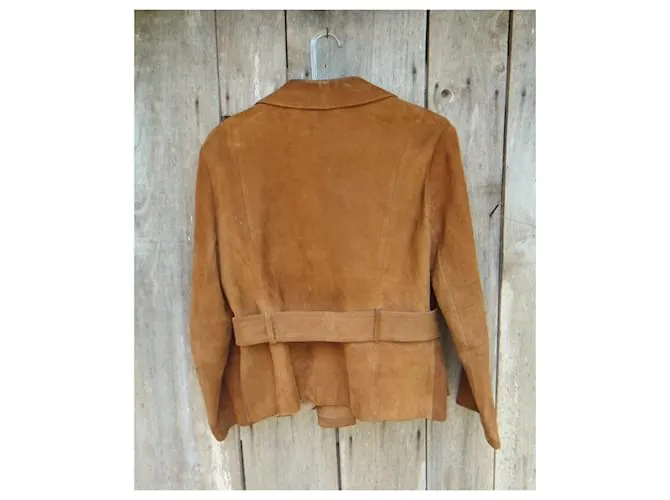 Autre Marque tamaño de la chaqueta de gamuza vintage 38 Marrón claro 
