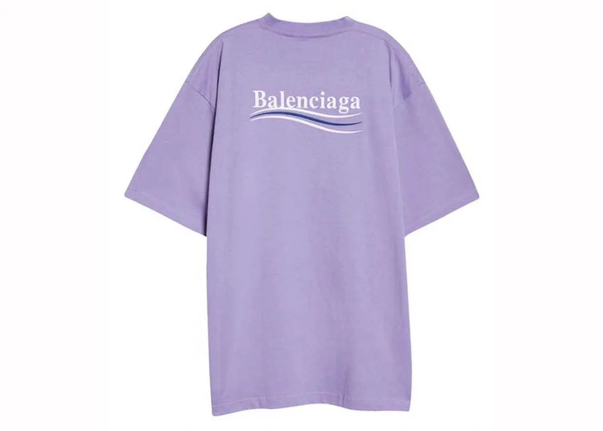 BALENCIAGA POLITICAL CAMPAIGN OVERSIZED LOGOPRINT TSHIRT PURPLE