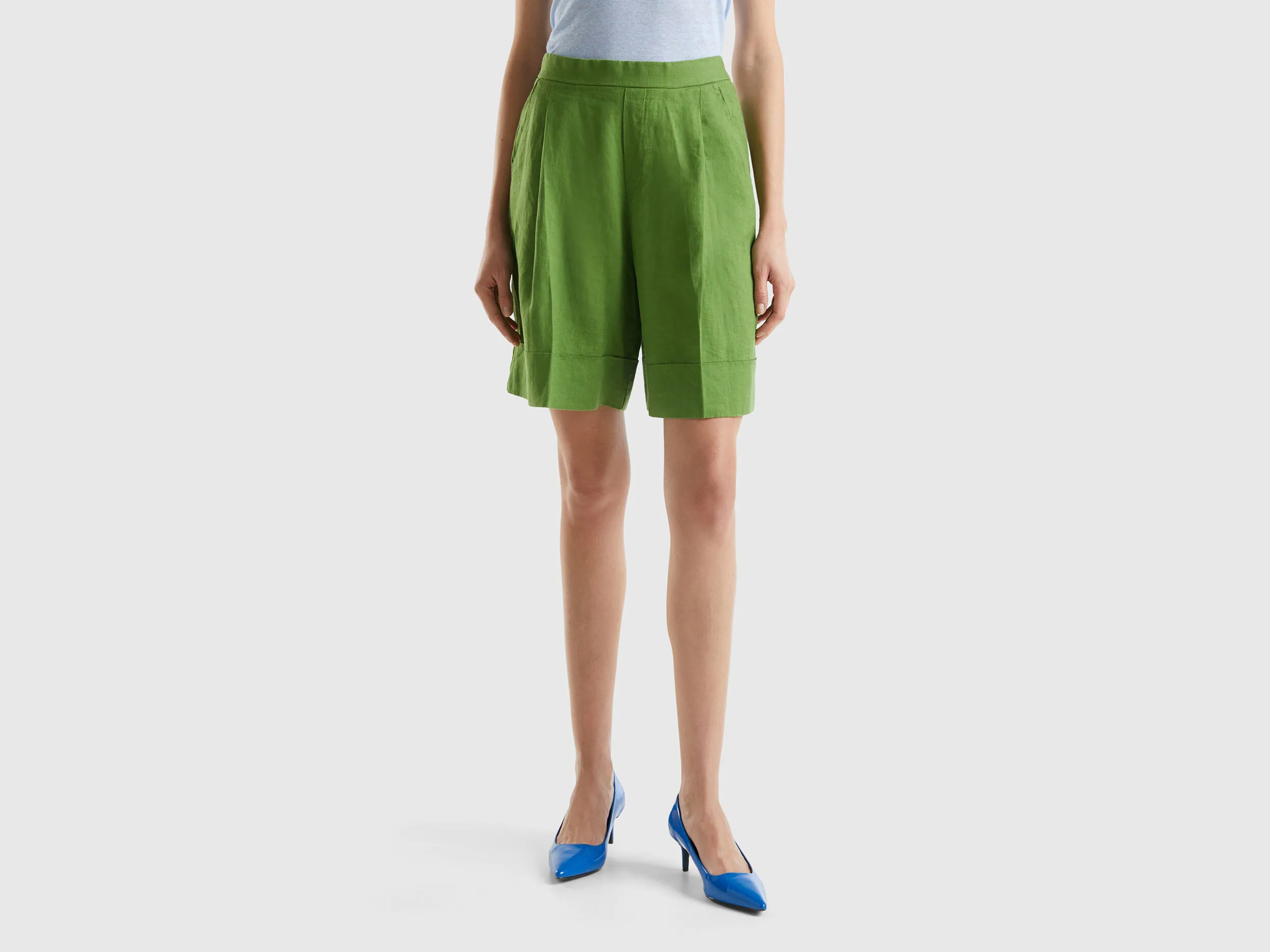 Bermudas de 100 % lino con vuelta