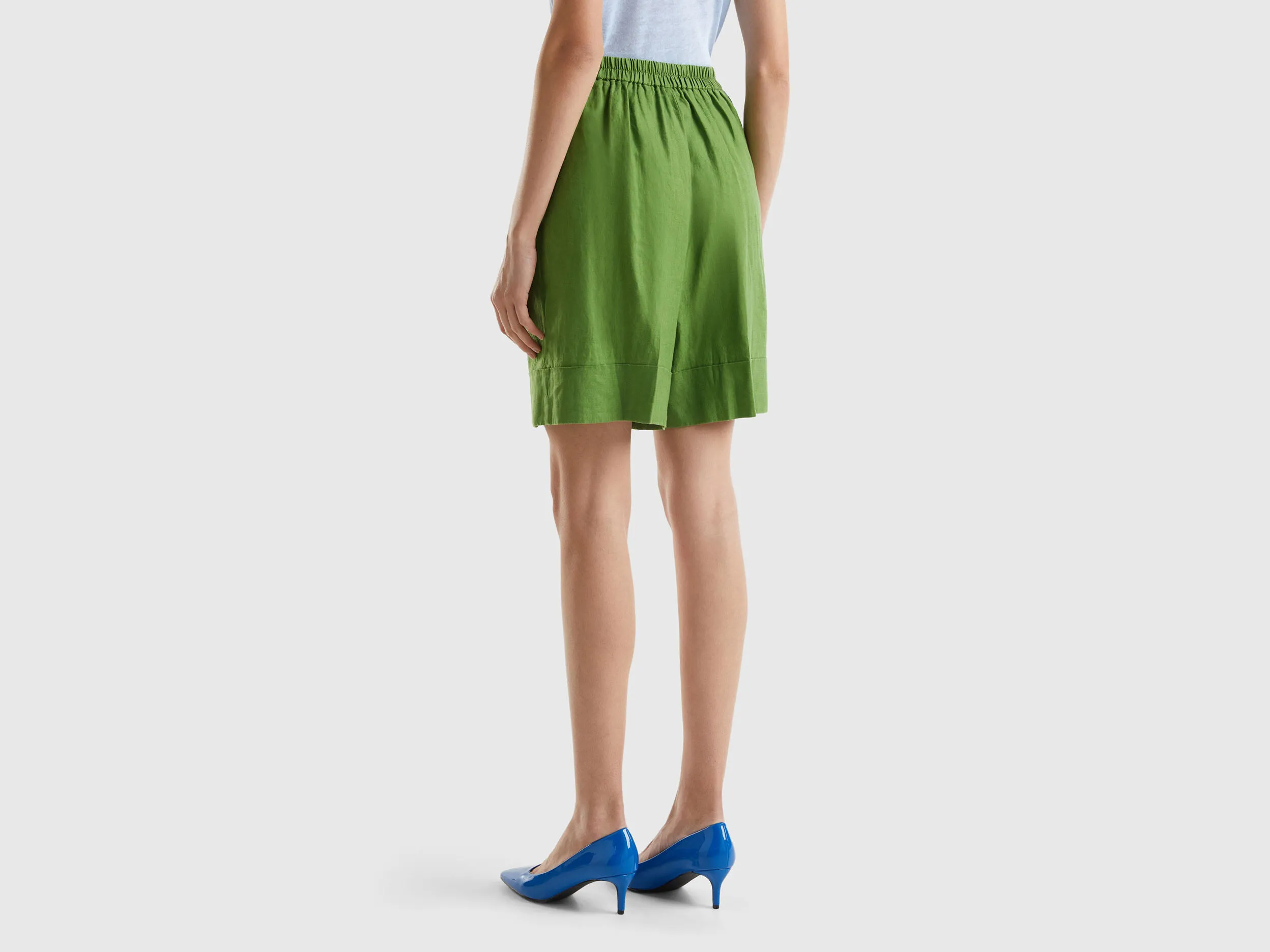 Bermudas de 100 % lino con vuelta