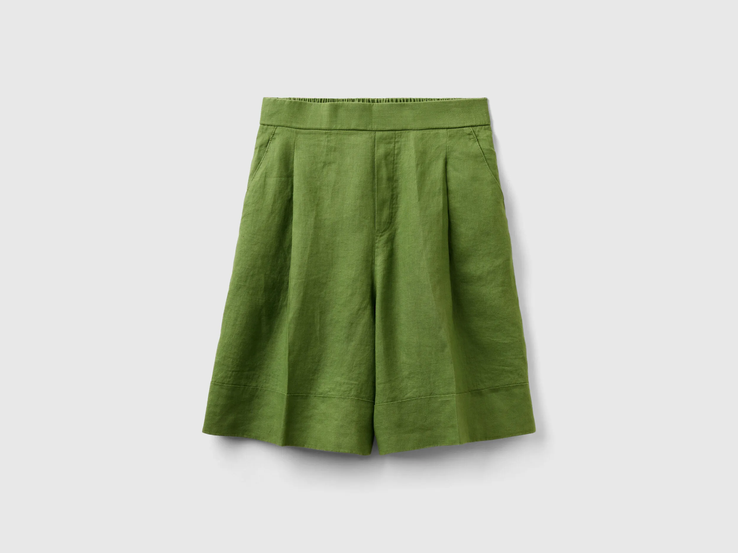 Bermudas de 100 % lino con vuelta