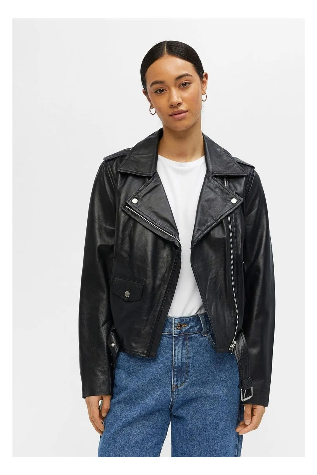 Biker de piel Objnandita negro