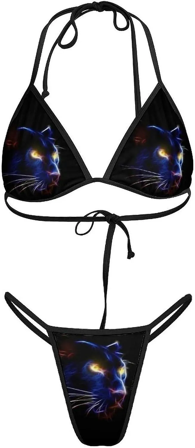Black Panther in The Dark Conjuntos de bikini para mujer Traje de baño de 2 piezas Traje de baño sexy Triángulo halter traje de 