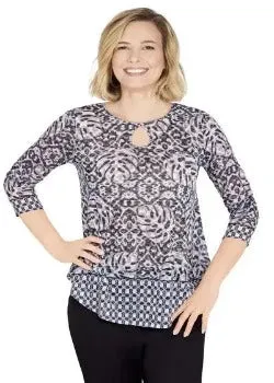 BLOUSE BLACK MULTI  RUBY RD