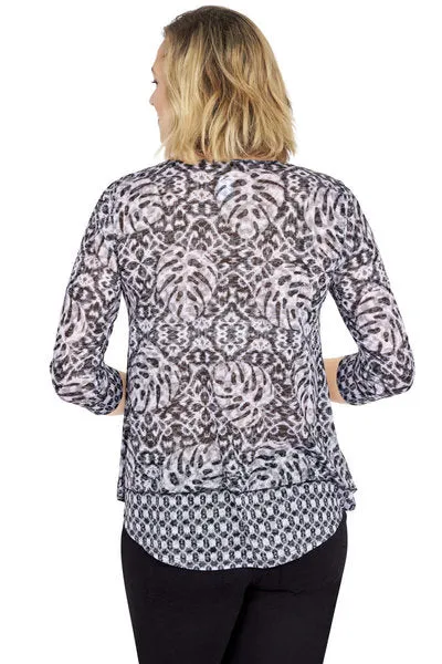 BLOUSE BLACK MULTI  RUBY RD