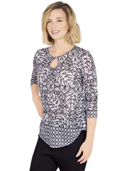 BLOUSE BLACK MULTI  RUBY RD