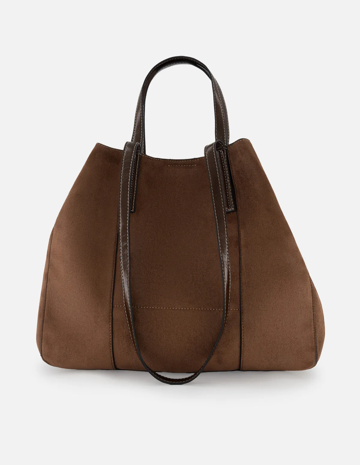 Bolso de hombro de textil color cuero para mujer