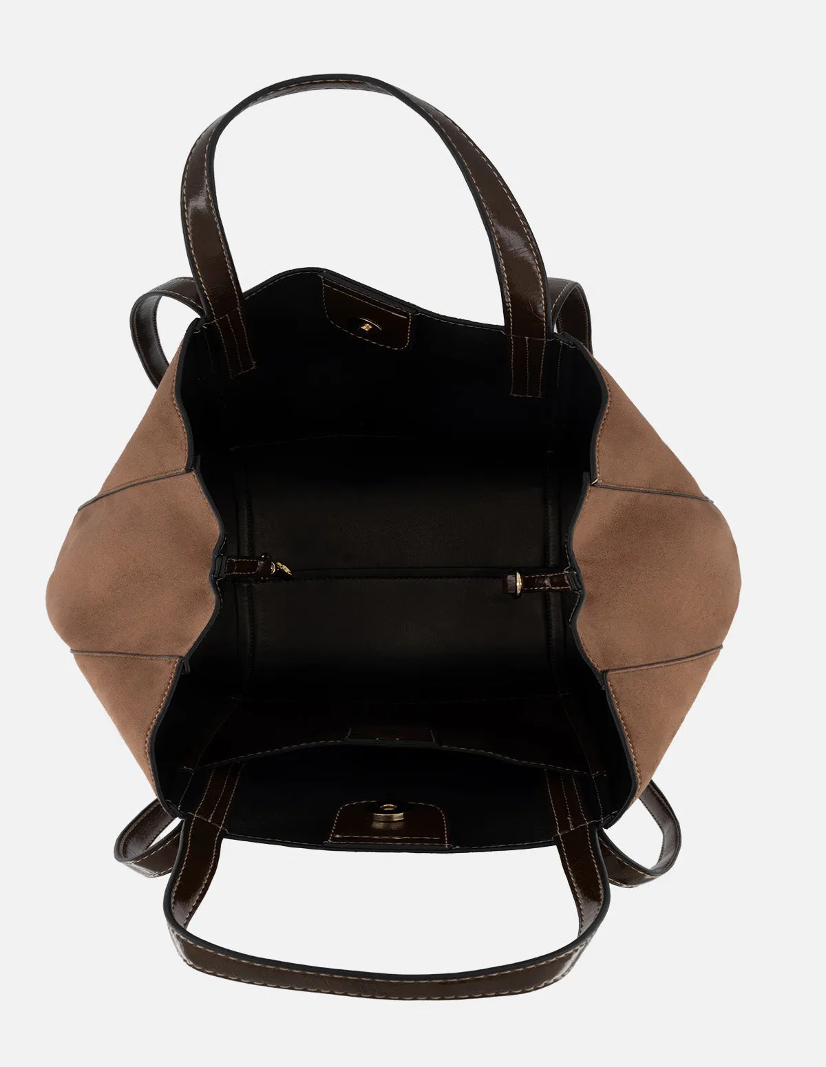 Bolso de hombro de textil color cuero para mujer