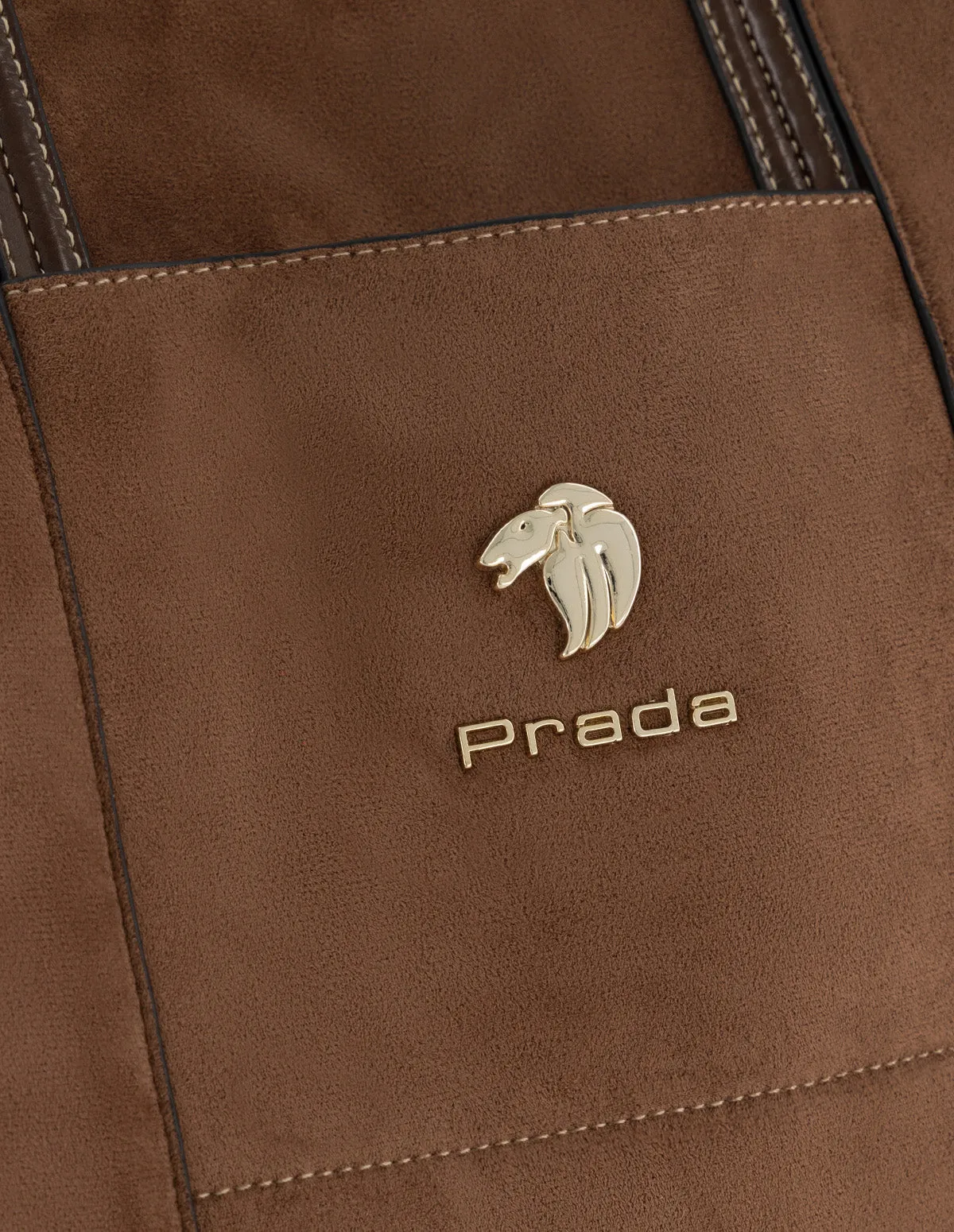 Bolso de hombro de textil color cuero para mujer