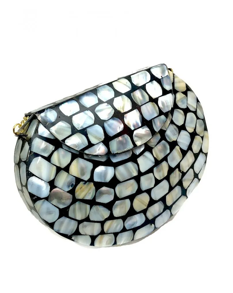 BOLSOS DE FIESTA NACARADOS CON DISEÑO DE MOSAICO EN NEGRO