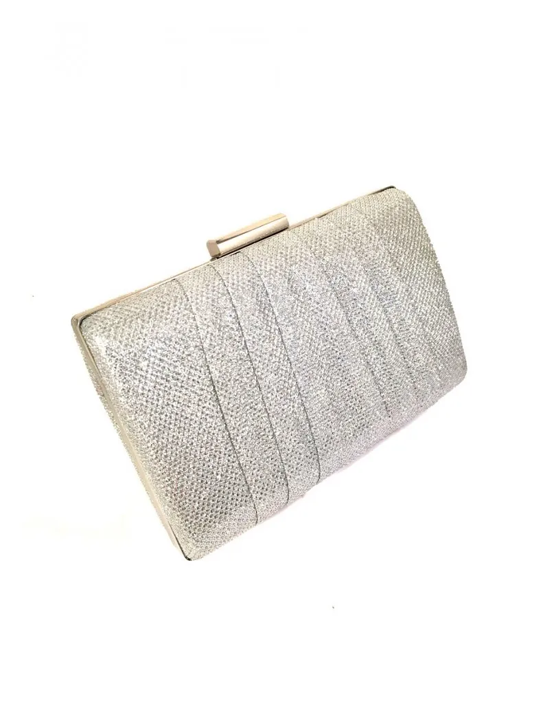 BOLSOS DE FIESTA ORIGINALES PLATEADO CON DETALLE DE JARETAS