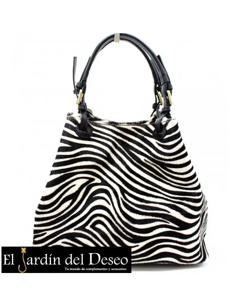 BOLSOS DE PIEL MUJER CON PELO DE POTRO EFECTO CEBRA