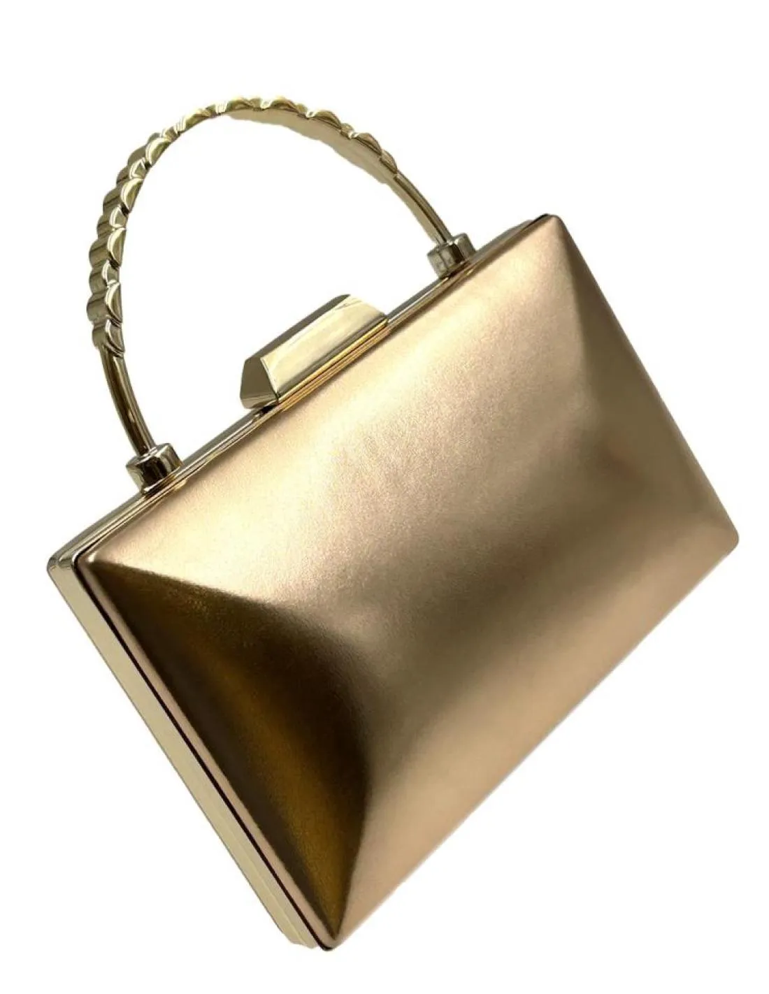 BOLSOS ELEGANTES ORO ROSA DE FIESTA CON ASA RIGIDA PARA BODAS