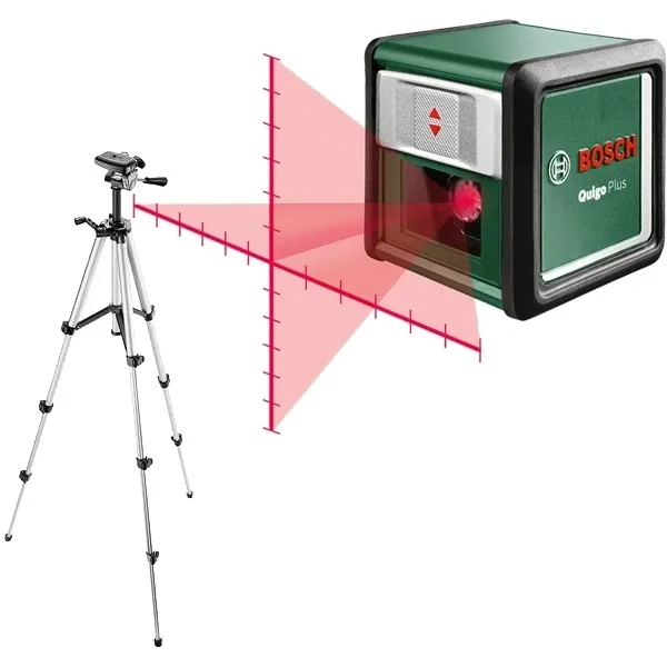 BOSCH  QUIGO PLUS  NIVEL LASER CON LINEAS, 7 M, 0.8 MM / M, 2 LINEAS LASER, RAYO ROJO, TRíPODE