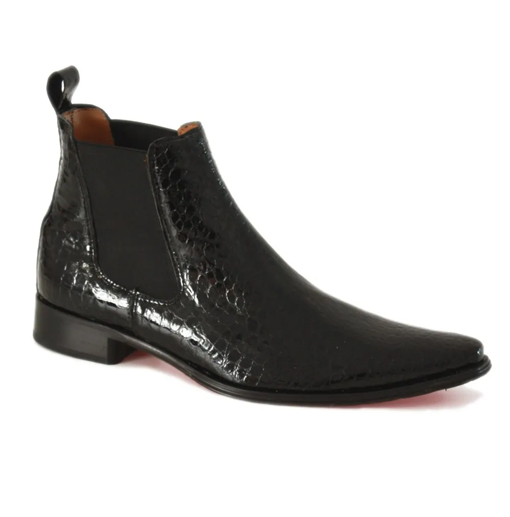 BOTIN CABALLERO EN COCO CHAROL NEGRO ELEGANTE