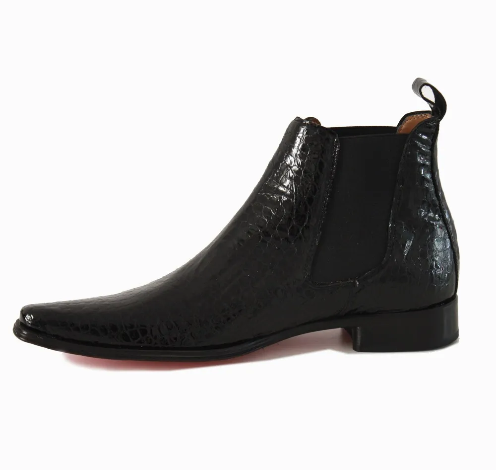BOTIN CABALLERO EN COCO CHAROL NEGRO ELEGANTE
