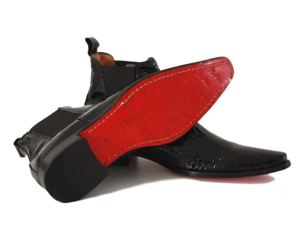 BOTIN CABALLERO EN COCO CHAROL NEGRO ELEGANTE